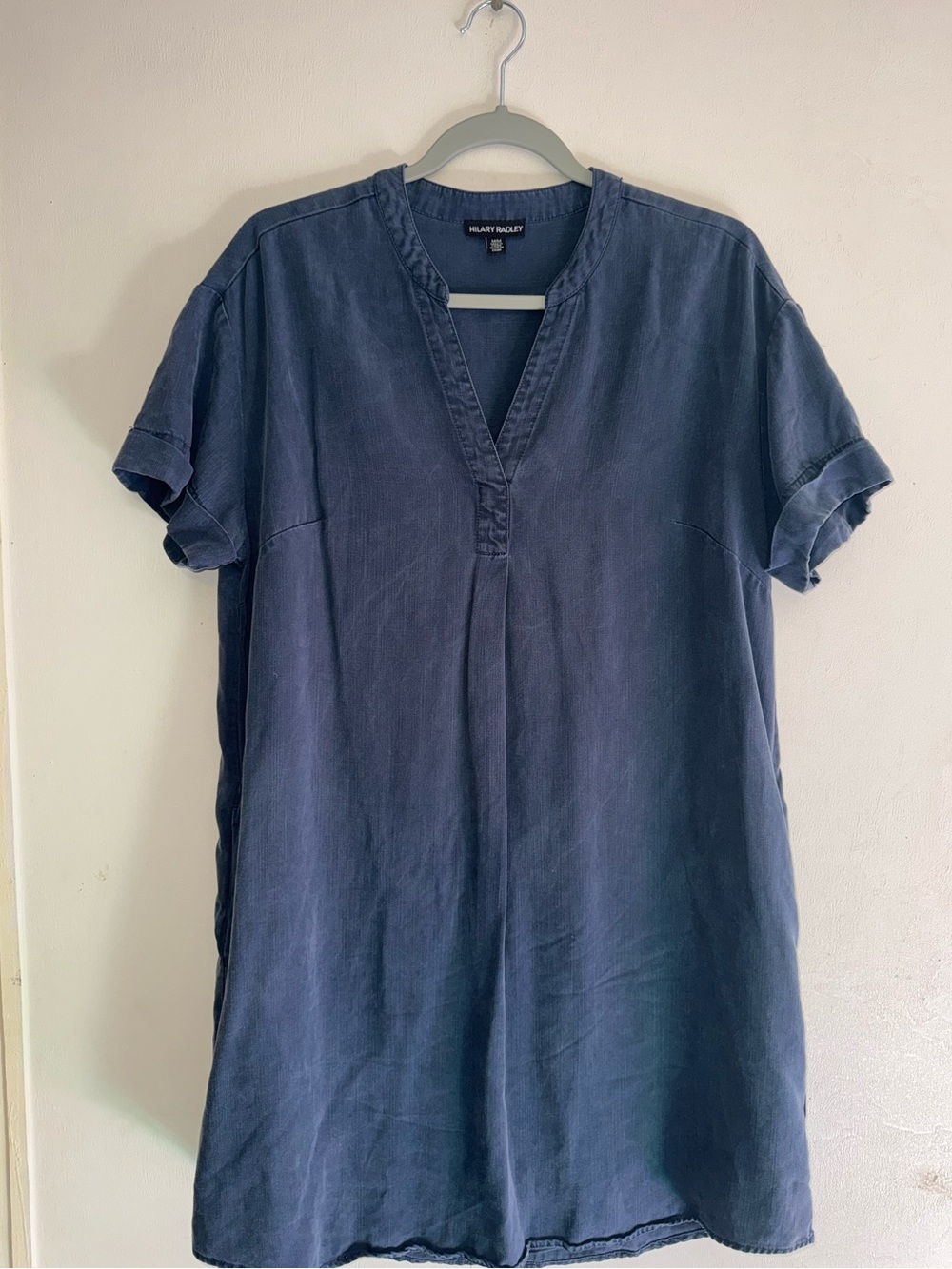 Hilary Radley Denim-Blue V-Neck Tunic Top